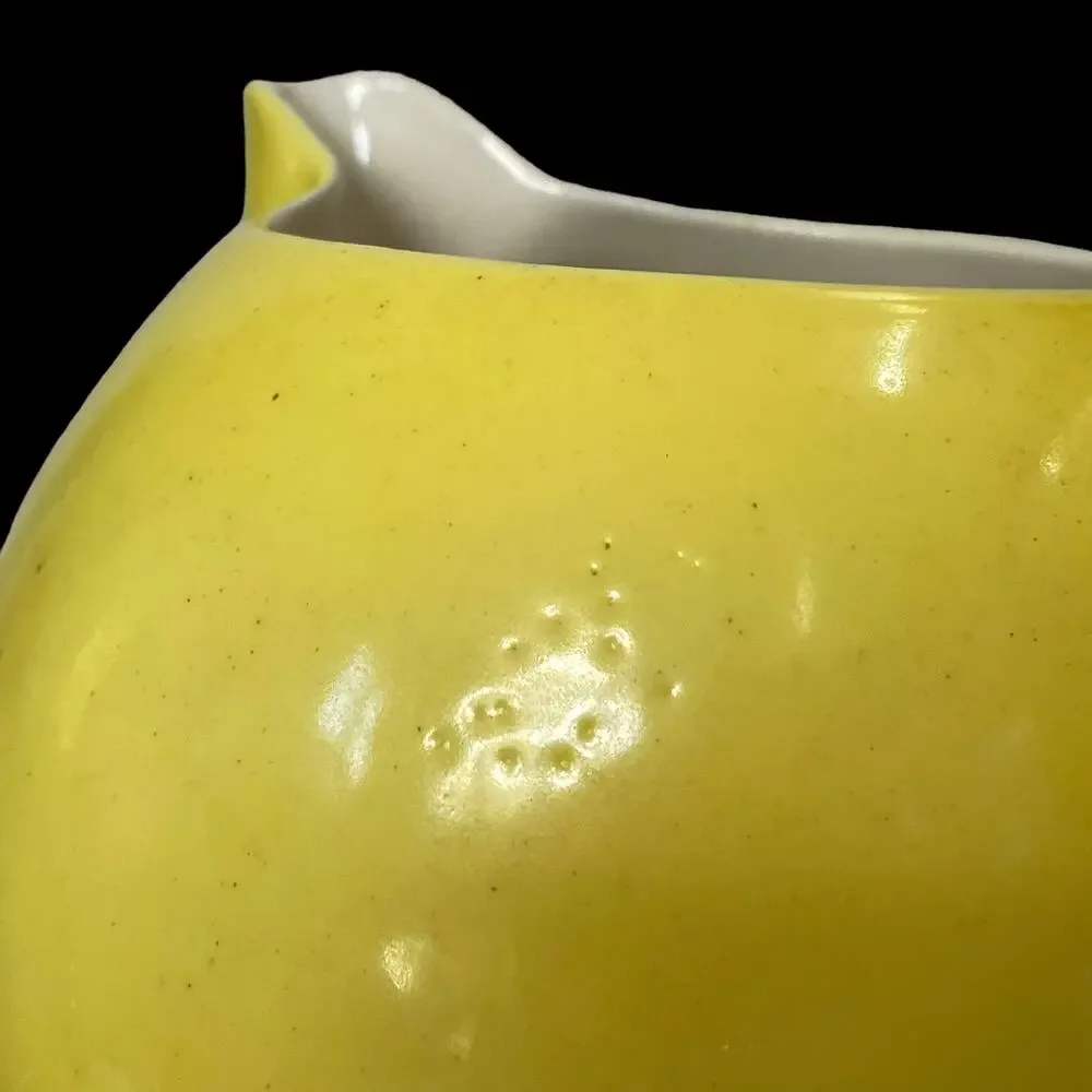 Vintage Yellow Ball Creamer Pitcher Czechoslovakia Mid Century Art Deco READ